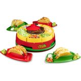 Nostalgia Taco Tuesday Aquecido Preguiçoso Susan Topping Bar Perfeito para Burritos, Nachos, Fajitas, 20-Oz. Warm Pot, inclui 4 Porta-tortilla, vermel