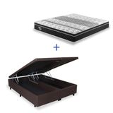 Cama Box Com Baú Queen 158x198 + Colchão Gran Sleep Molas Verticoil Ecoflex Courino Linho