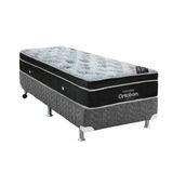 Cama Box Solteiro: Colchão Molas Bonnel Ortobom Nanolastic Exclusive + Base Crc Gray(88x188)