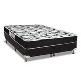 Cama Box Queen: Colchão Espuma D45 Luckspuma Gran Luck Black Pró Saúde + Base Crc Black(158x198)