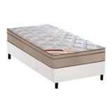 Cama Box Solteiro: Colchão Molas Castor Pocket Revolution Híbrido + Base Crc Courano White(88x188)