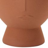 Cachepot Decorativo Em Cerâmica Rosto Plantas Terracota 18 Cm M02 - D&#39;rossi