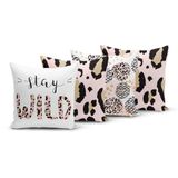 Kit 4 Capas De Almofadas 45x45cm Stay Wild Animal Print -