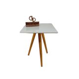 Mesa De Canto Quadrada Tripé Com Vidro 45cm Off White 50