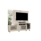 Estante Home Plus Tv Até 60 Polegadas Com Rodízios 2 Portas Cor Calacata E Off White