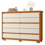 Cômoda Para Quarto 10 Gavetas 151cm Duetto Cinamomo Off White Albatroz