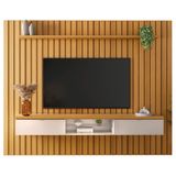 Painel Ripado Para Tv Com Bancada Suspensa 2.2 Illusiê H01 Cinamomo-off White