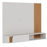 Painel Para Tv 55 Pol Com Bancada Madrid C05 Off White Matte Freijó Mpozenato