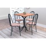 Conjunto Mesa Thais Com 4 Cadeiras 004 Tampo Em Madeira