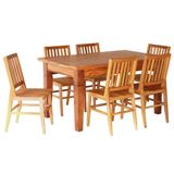 Conjunto Mesa De Jantar 1,5m 6 Cadeiras Madri Madeira Maciça