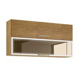 Armário De Cozinha Aéreo 2 Portas 1,20m Com Vidro Reflecta Módulo Suspenso Madeirado / Branco Ametista Freijo/bco