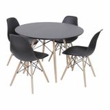 Conjunto Mesa Eames Preta 90cm E 4 Cadeiras Eames Pp Preta