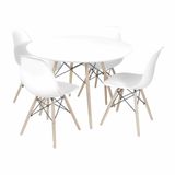 Conjunto Mesa Eames Branca 110cm E 4 Cadeiras Eames Pp Branca