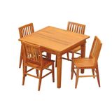 Conjunto Mesa De Jantar 1 X 1 M 4 Cadeiras Madri Madeira Maciça Natural