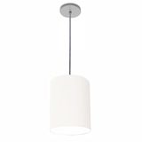 Luminária Pendente Md-4102 Cúpula Em Tecido Cor Branca Cor Da Canopla Cinza E Fio Transparente