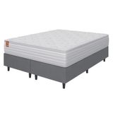 Cama Box Colchão Casal Queen Molas Ensacadas Real 158x198x65cm Branco / Cinza Inducol - Suporta Até 130kg Por Pessoa