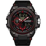 Relógio Masculino Esportivo Digital Multifuncional Luminoso Impermeável - Preto Vermelho