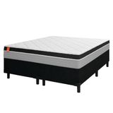 Cama Box Casal Queen Colchão Molas Ensacadas Real 158x198x65cm Preto / Cinza - Suporta Até 130kg Por Pessoa