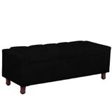 Calçadeira Baú Casal Queen Estofada Valencia Veludo Cor Preto
