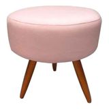 Puff Decorativo Redondo 40 Cm Dóris Pé Palito Suede