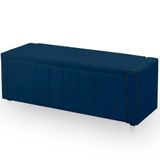 Calçadeira Baú Casal Queen Estofada Toronto Veludo Cor Azul Marinho