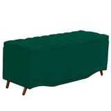 Calçadeira Baú Queen Estofada Maitê Veludo Cor Verde Esmeralda
