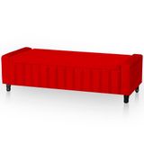 Calçadeira Baú Casal Queen Estofada Alicia Veludo Cor Vermelho