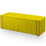 Calçadeira Baú Casal King Size Estofada Toronto Veludo Cor Amarelo