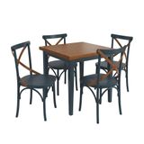 Conjunto Sala De Jantar E Cozinha Com 4 Cadeiras X Madeira Maciça Azul Petróleo