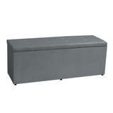 Calçadeira Recamier Baú Queen 1,60m Berlim Suede Cinza - Pallazio