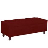 Calçadeira Baú Casal Queen Estofada Valencia Veludo Cor Marsala
