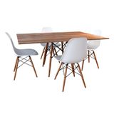 Conjunto De Mesa De Jantar Eames Eiffel Retangular 120x75 Tampo De Madeira Amendoa Com 4 Cadeiras Br