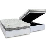 Cama Box Baú Casal: Colchão Molas Ensacadas Luckspuma Aspen One Side + Base White(138x188)