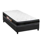 Cama Box Solteiro: Colchão Espuma Castor D33 Black E White + Base Crc Suede Gray(88x188)