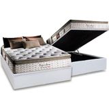Cama Box Baú Casal: Colchão Molas Ensacadas Herval Imperatore Eco Bamboo + Base White(138x188)