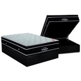 Cama Box Baú Casal: Colchão Molas Ensacadas Ortobom Superpocket Elegant + Base Black(138x188)