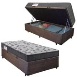 Cama Box Baú Solteiro Suede + Colchão De Espuma D33 - Sereneprime - 88cm Marrom