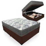 Cama Box Baú Casal + Colchão Ortobom Molas Ensacadas Iso Superpocket 138x188x67 Cor:marrom