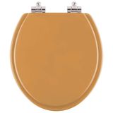 Assento Sanitario Poliester Com Amortecedor Convencional Oval Amarelo Terra Para Vaso Celite