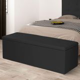 Calçadeira Recamier Baú King 1,95m Berlim Suede - Pallazio Cor Preto