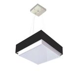 Lustre Para Sala De Jantar Vivare Md-4402 Cúpula Em Tecido 40x40cm Cor Preto Bivolt