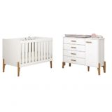 Quarto Infantil Iris Berço Mini Cama E Comoda 100% Mdf Branco