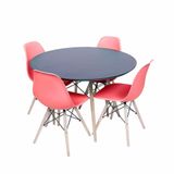 Conjunto Mesa Eames Preta 90cm E 4 Cadeiras Eames Pp Coral