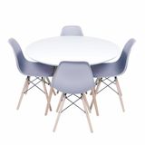 Conjunto Mesa Eames Branca 110cm E 4 Cadeiras Eames Pp Cinza