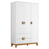 Guarda Roupa Solteiro 3 Portas 2 Gavetas 120cm Ipê Branco Albatroz