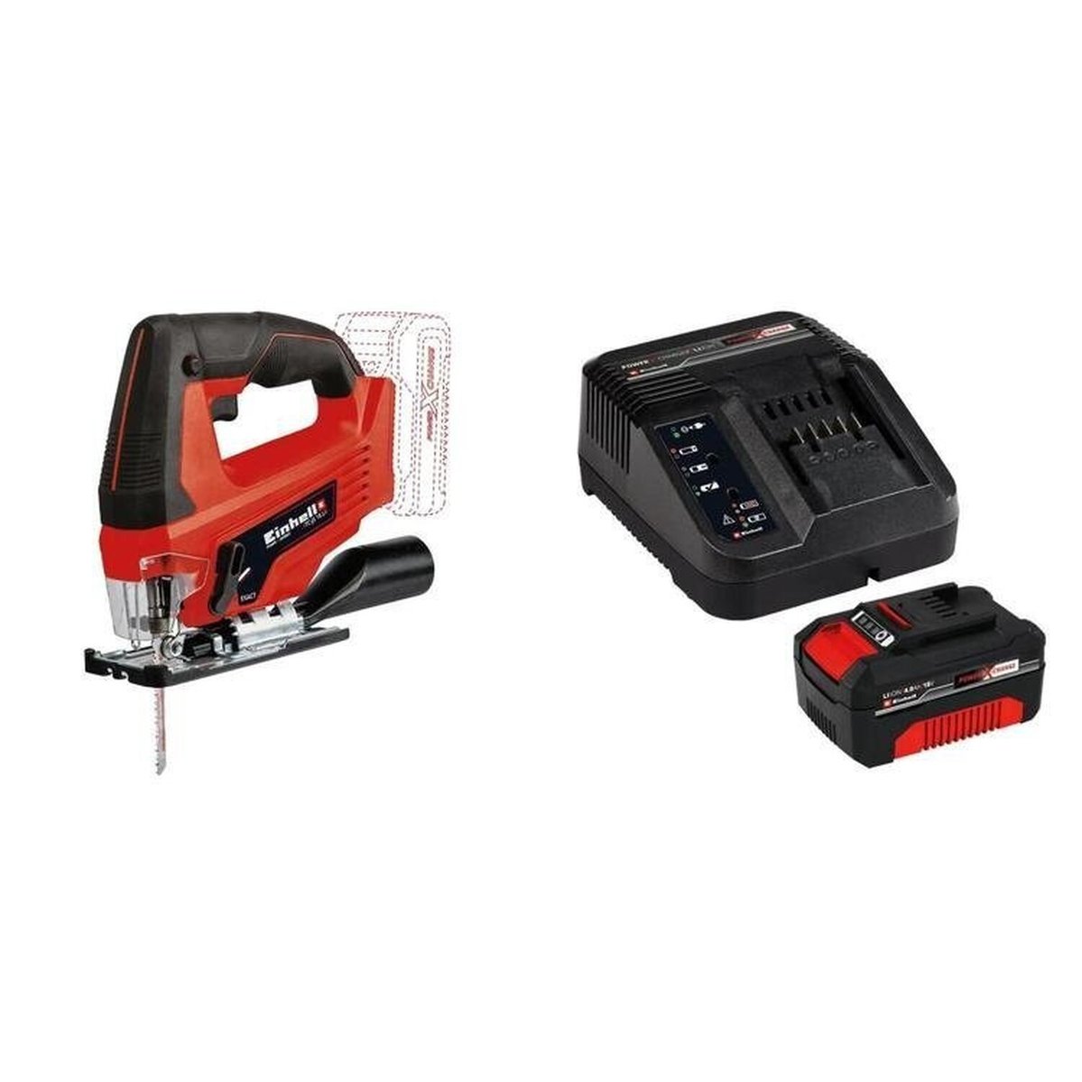 Serra Tico Tico Tc-js 18 Li Solo E 1 Kit Carregador Bivolt Com Bateria 18v 4,0ah Pxc Vermelho