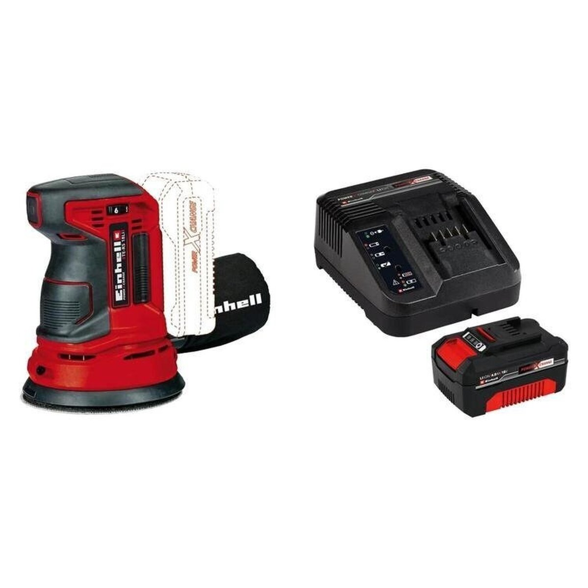 Lixadeira Roto-orbital A Bat Te-rs 18 Li -solo E 1 Kit Carregador Bivolt Com Bateria 18v 4,0ah Pxc Vermelho