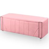Calçadeira Baú Casal Queen Estofada Toronto Veludo Cor Rosa Bebe