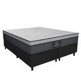 Cama Box Casal Queen Colchão Gazin Maximus Molas Ensacadas 158x198x62cm Cinza / Preto - Suporta Até 120kg Por Pessoa