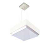 Lustre Para Sala De Jantar Vivare Md-4402 Cúpula Em Tecido 40x40cm Cor Branco Bivolt